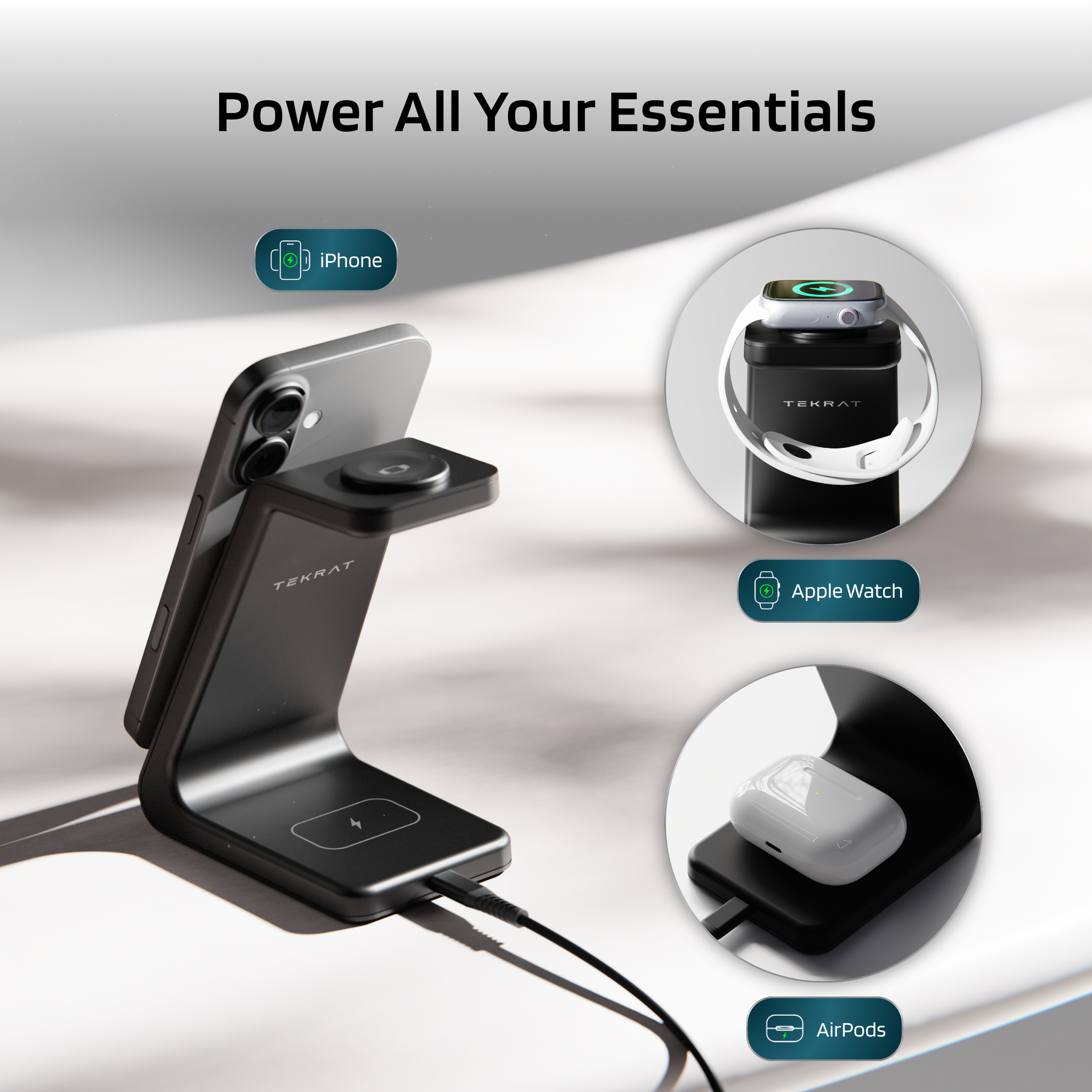 MagStack Qi2 3-in-1 Charging Stand