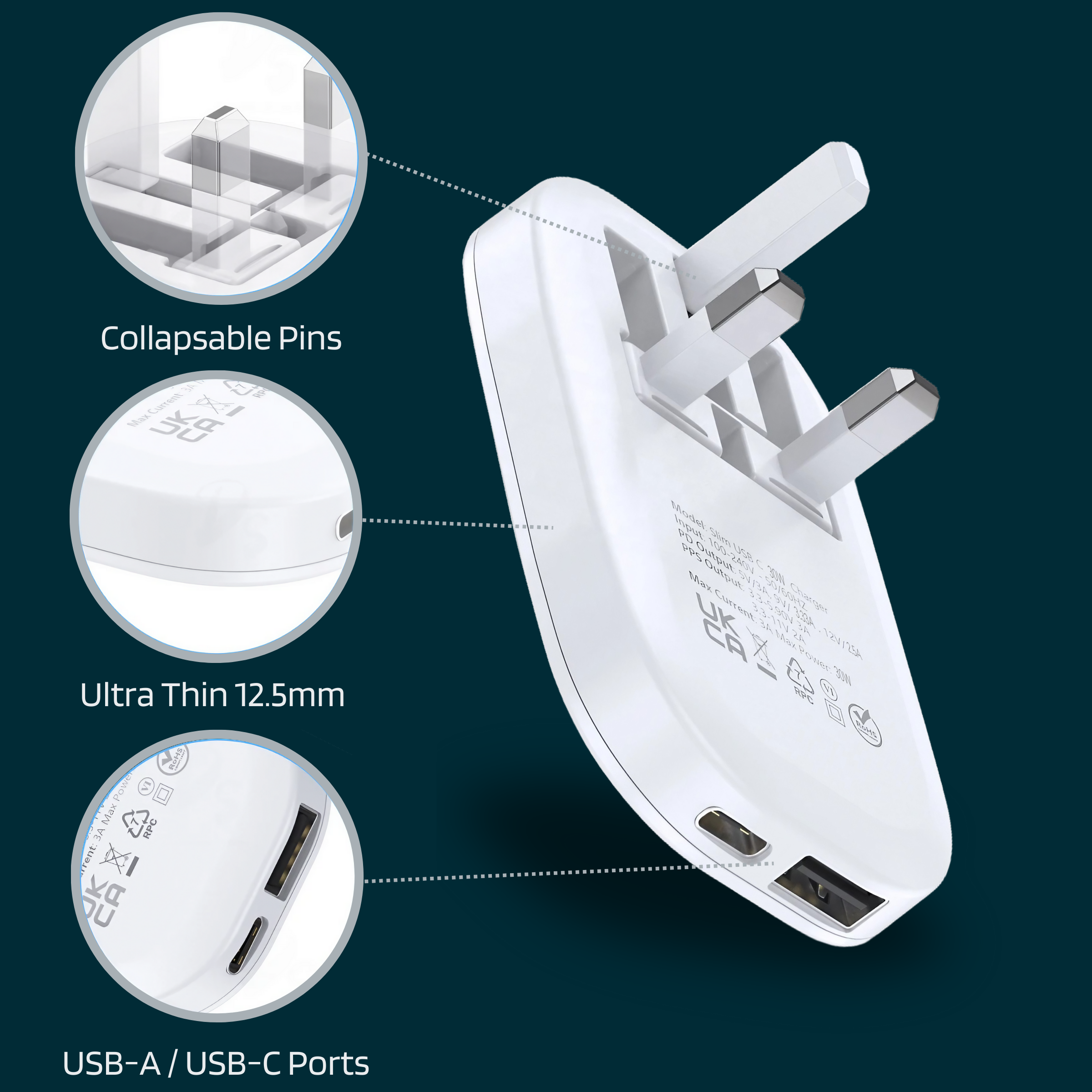 Slim 30W Dual USB-C Charger
