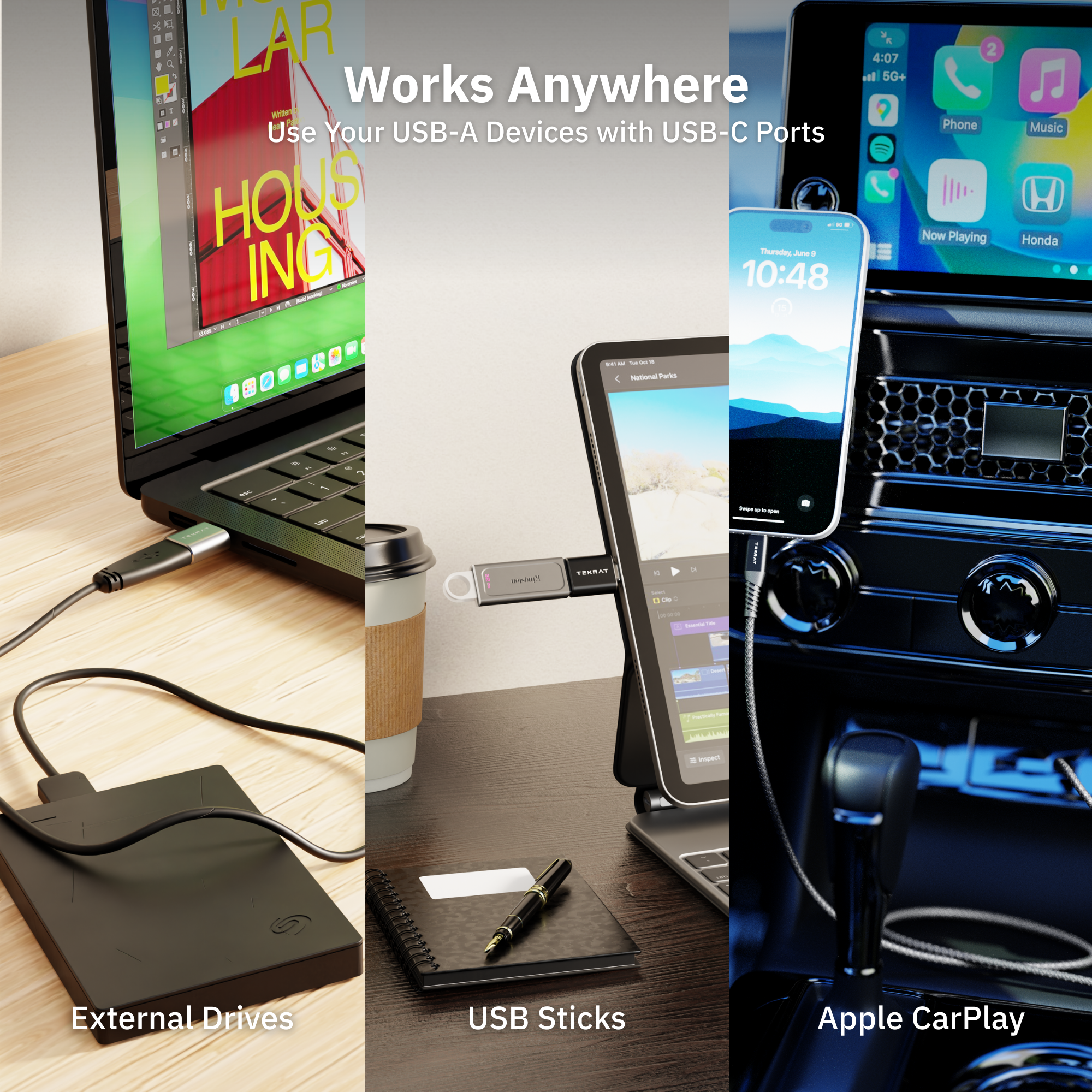 USB-A to USB-C Adapter [3 Pack]