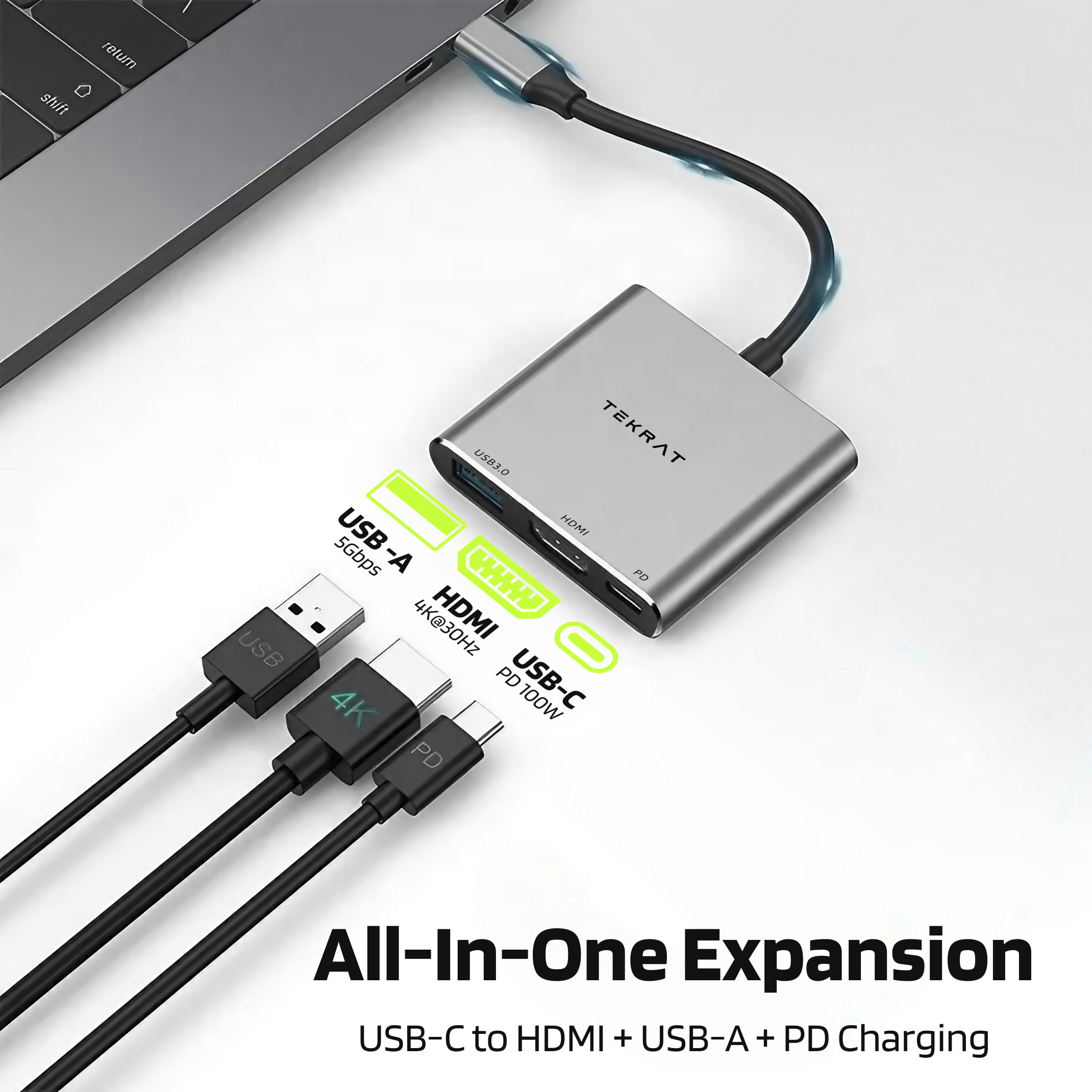 3-in-1 USB C Hub Multiport Adapter