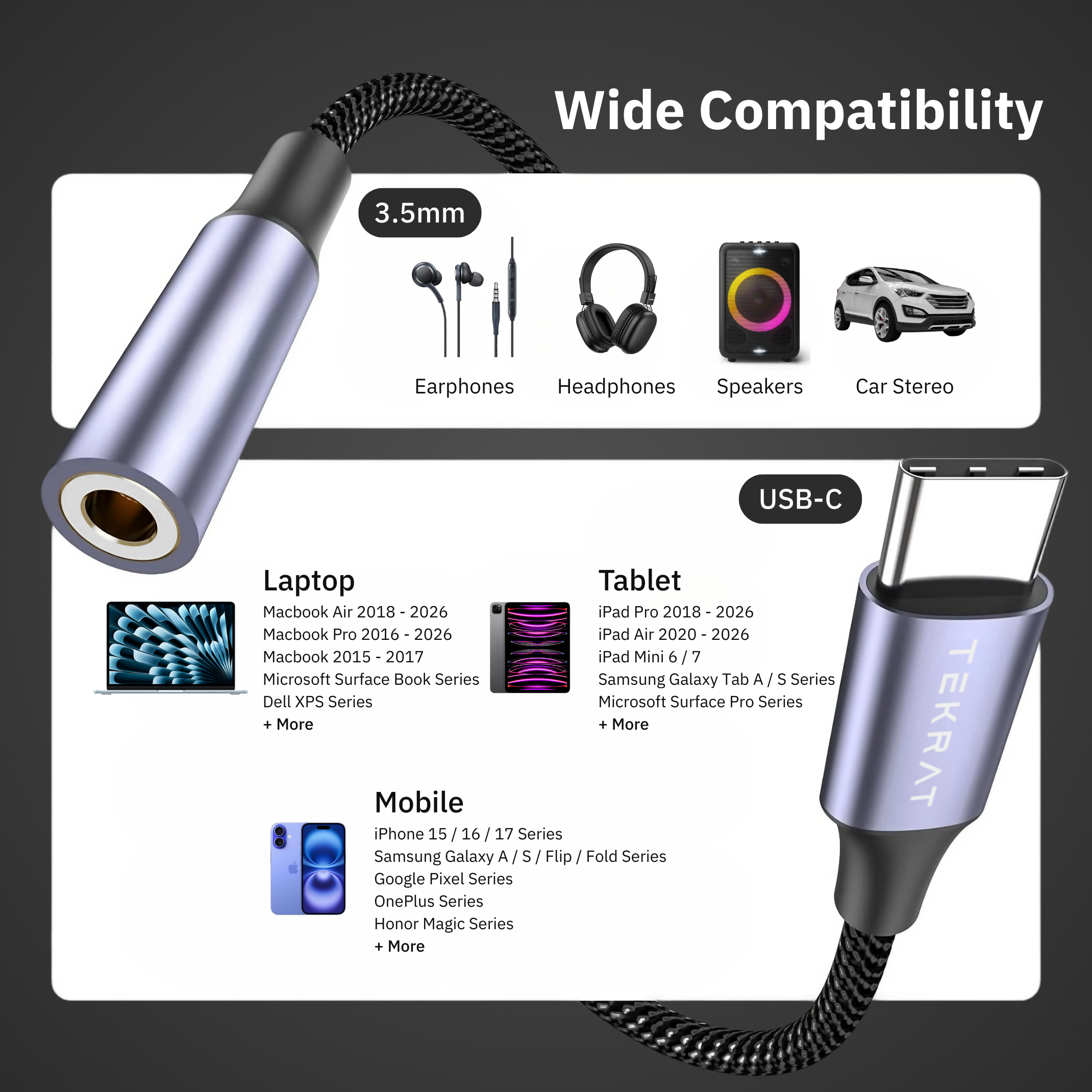 USB C to 3.5mm Adapter Cable
