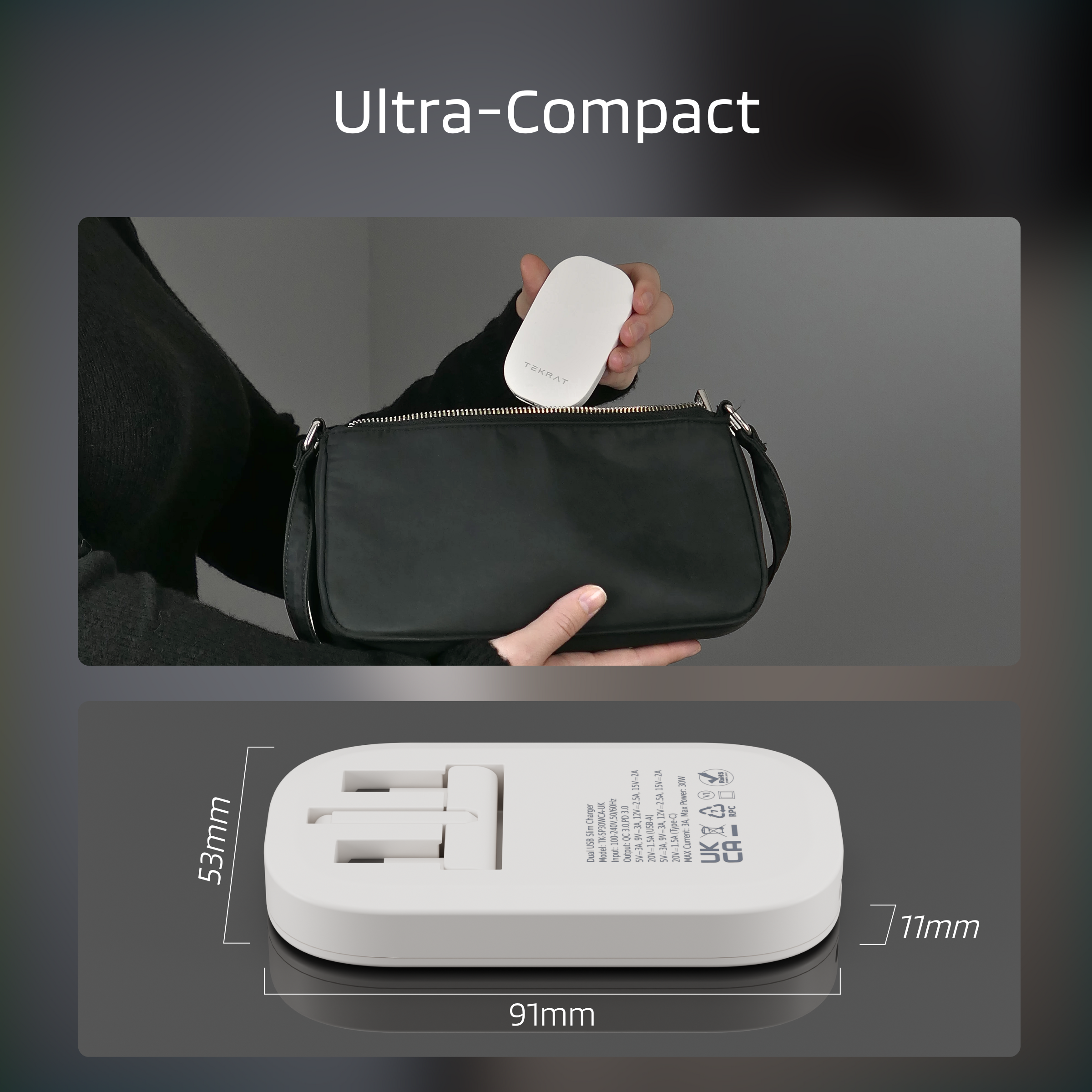 Slim 30W Dual USB-C Charger